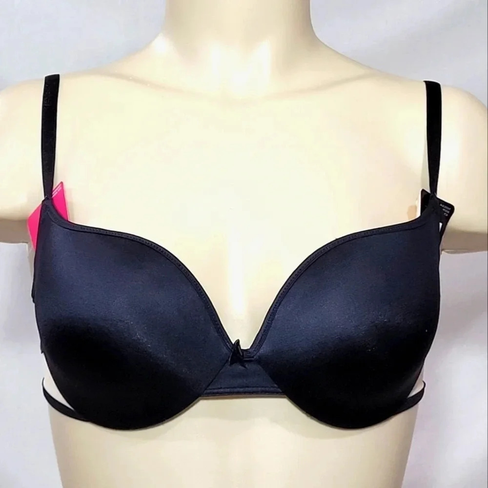 34D Maidenform 6660 Self Expressions Push Up and In‎ UW Bra Black NWT